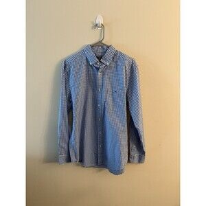 Vineyard Vines Men's Classic Fit Tucker Blue‎ White Check Whale Shirt Medium